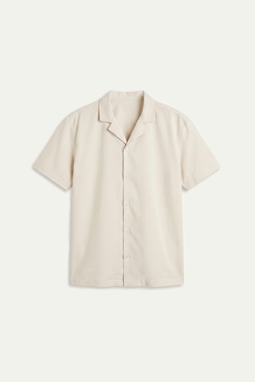 Erkek Taş Regular Fit Kısa Kollu Pamuklu Gömlek