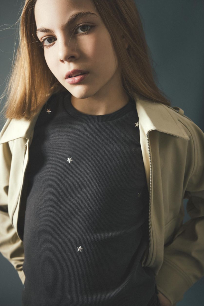 Girls & Teens Anthracite Regular Fit Short Sleeve T-Shirt