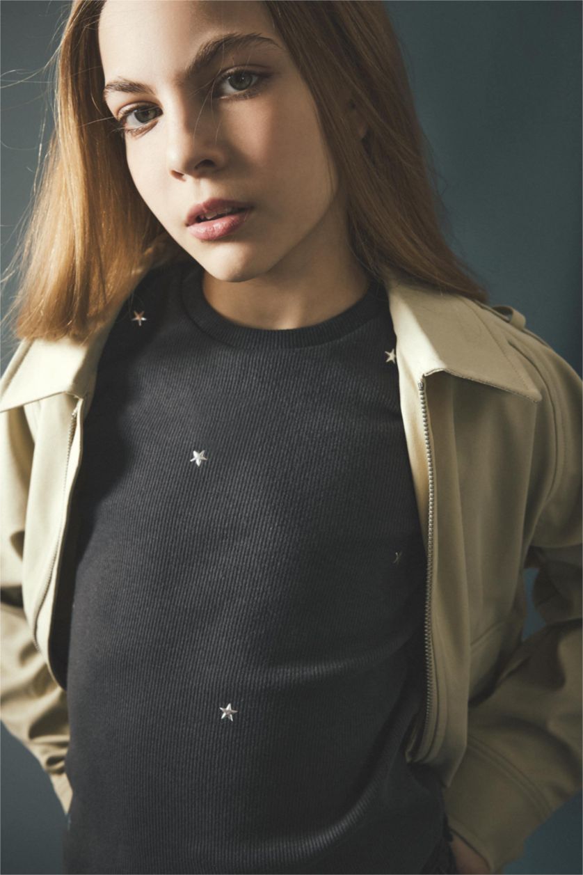 Девочки и подростки Антрацит Футболка с коротким рукавом из камзола для девочек