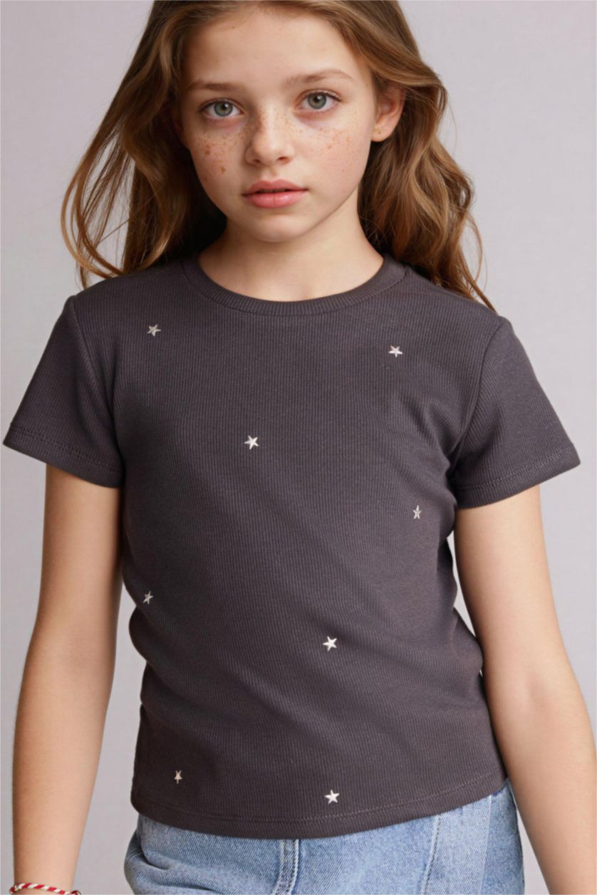 Девочки и подростки Антрацит Футболка с коротким рукавом из камзола для девочек