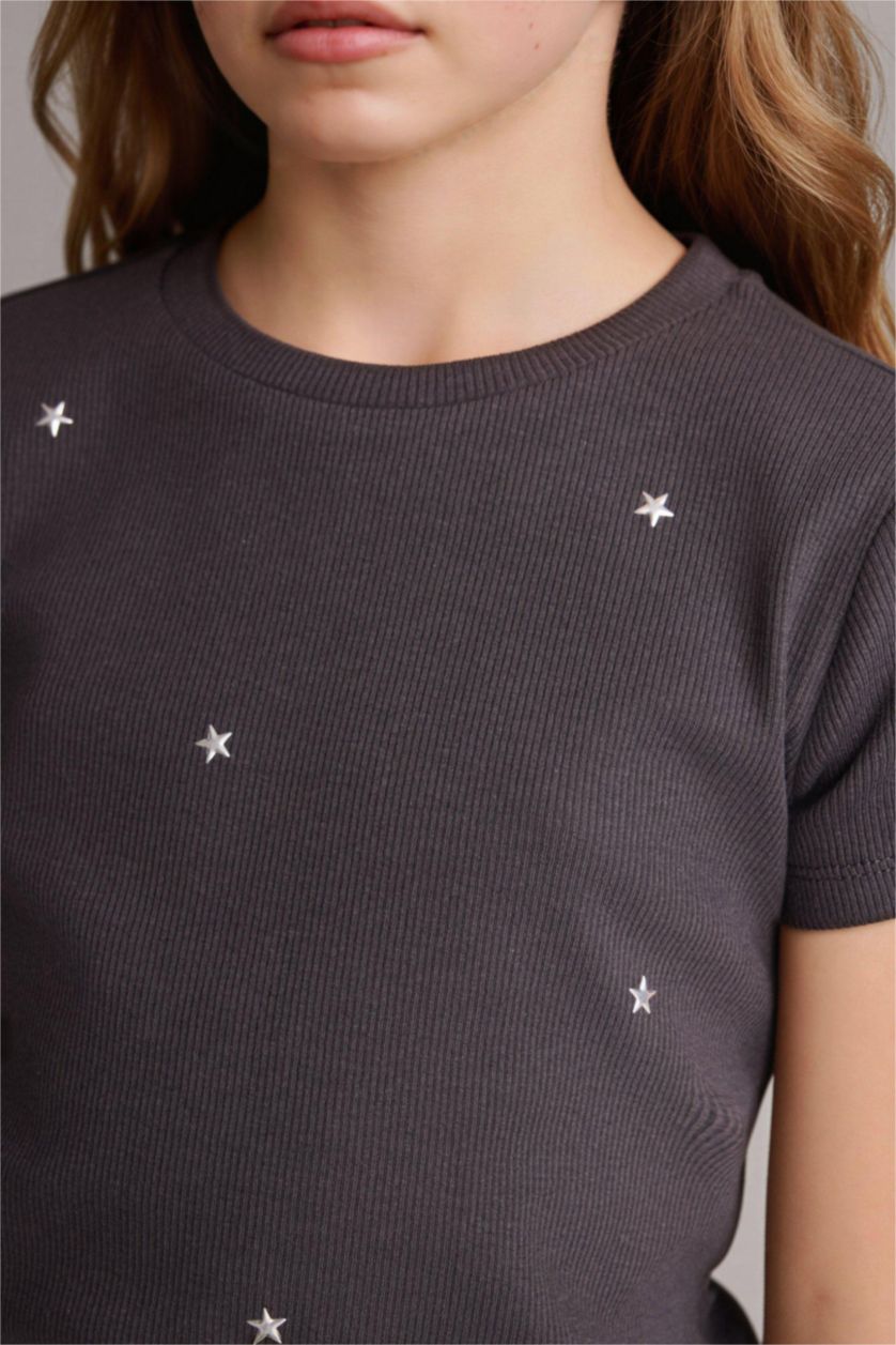 Девочки и подростки Антрацит Футболка с коротким рукавом из камзола для девочек