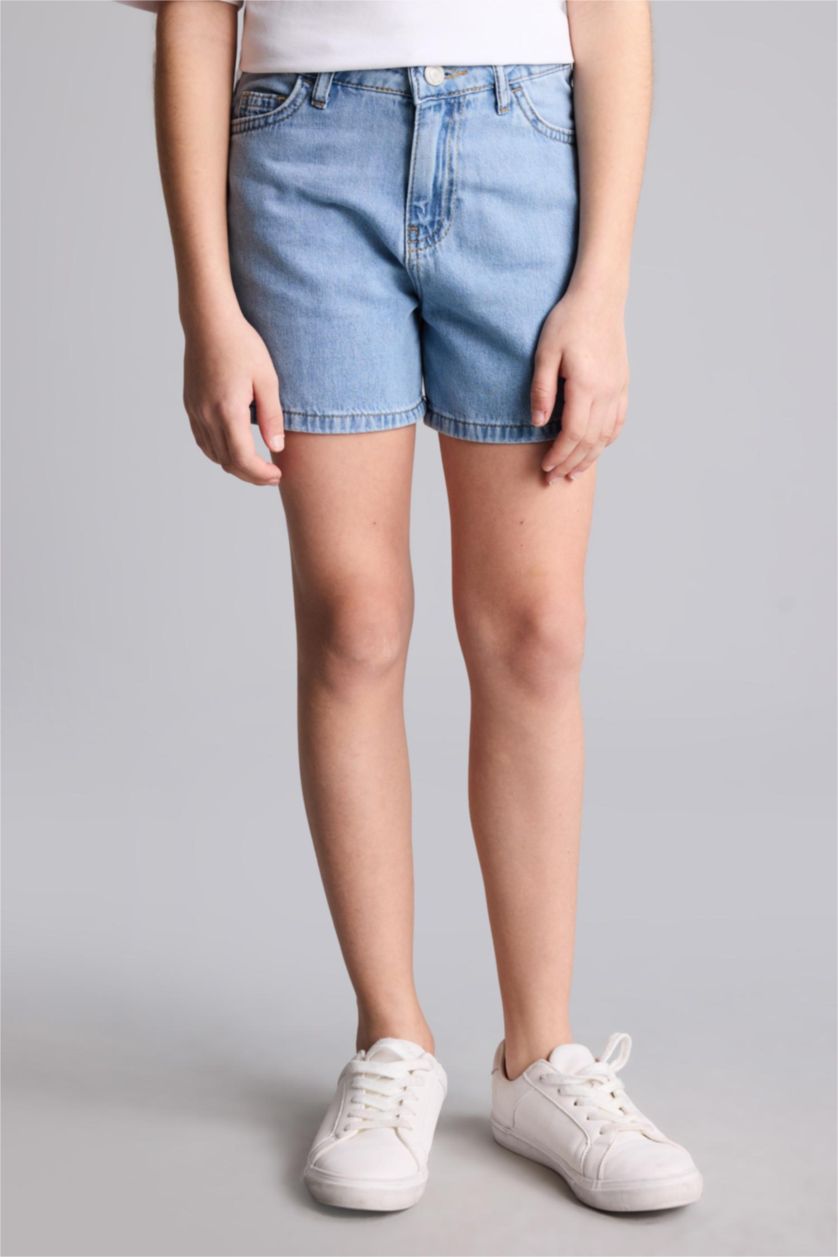 بنات أزرق فاتح شورت جينز بناتي