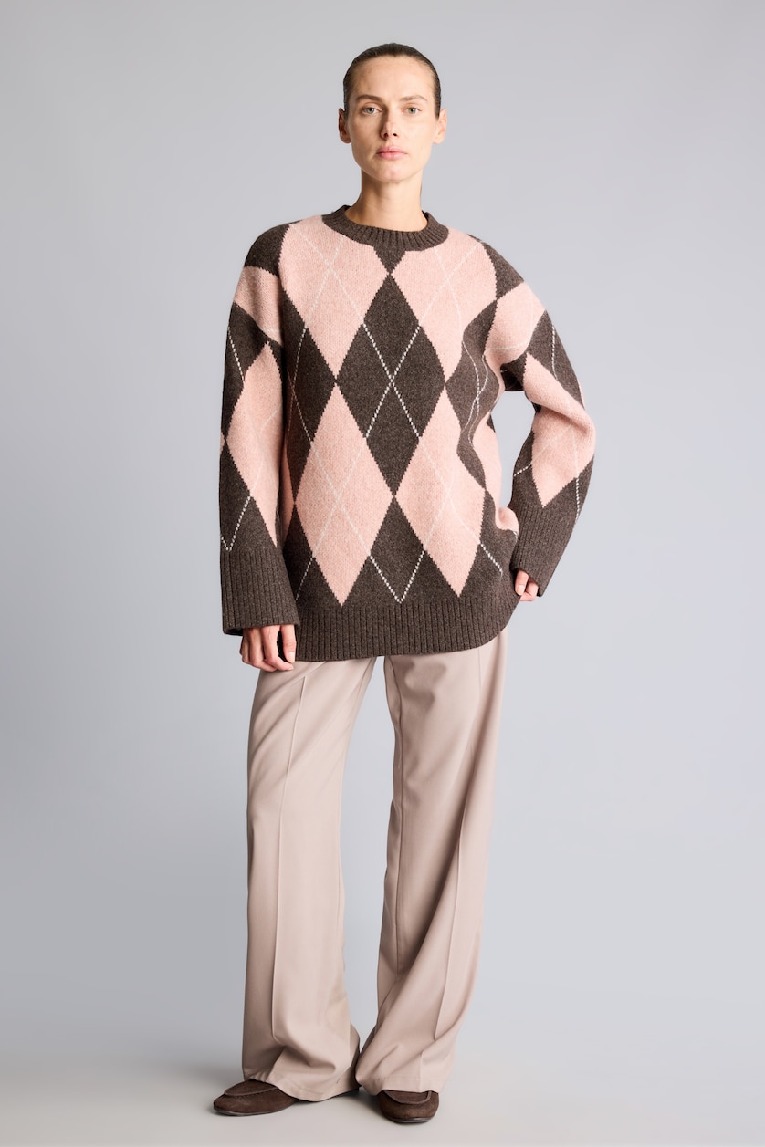 نساء بني Relaxed Fit Knitted Tunic