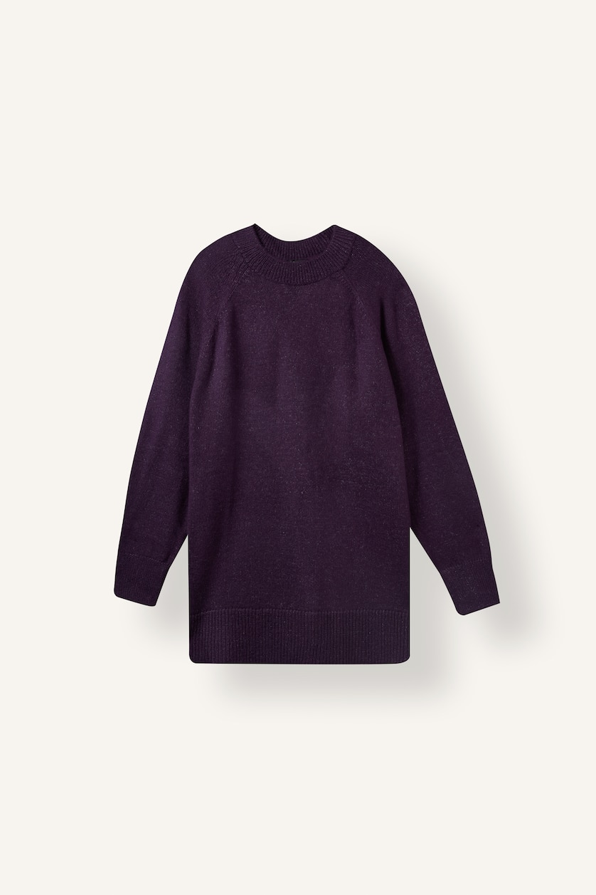 Women Dark Purple Relax Fit Knitwear Tunic