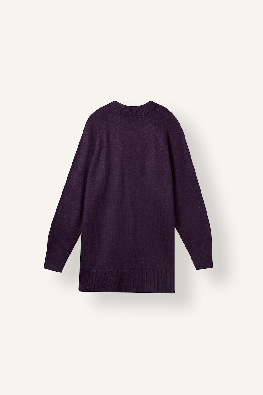 Women Dark Purple Relax Fit Knitwear Tunic