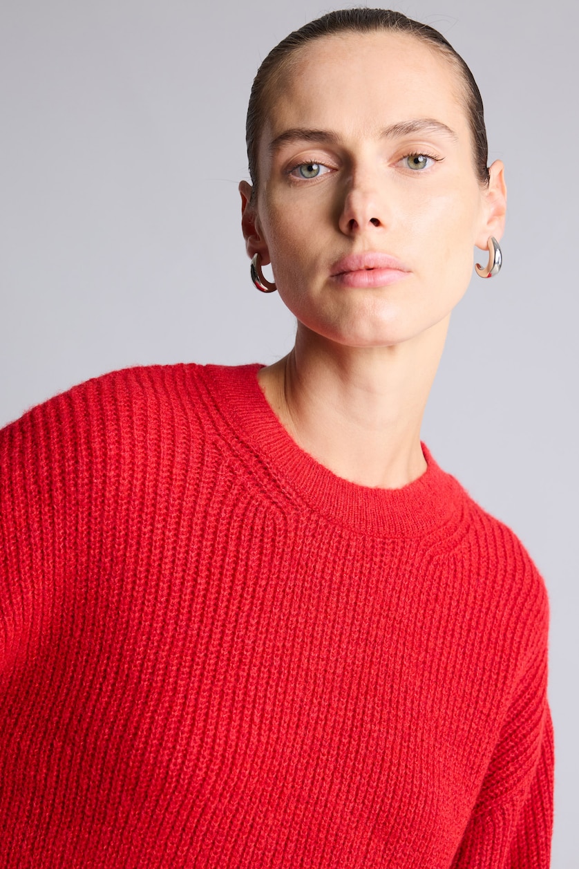 Kadın Kırmızı Fitilli Relaxed Fit Tunik