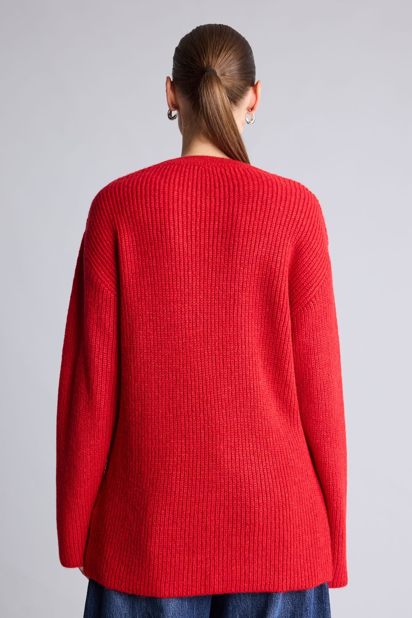 Kadın Kırmızı Fitilli Relaxed Fit Tunik