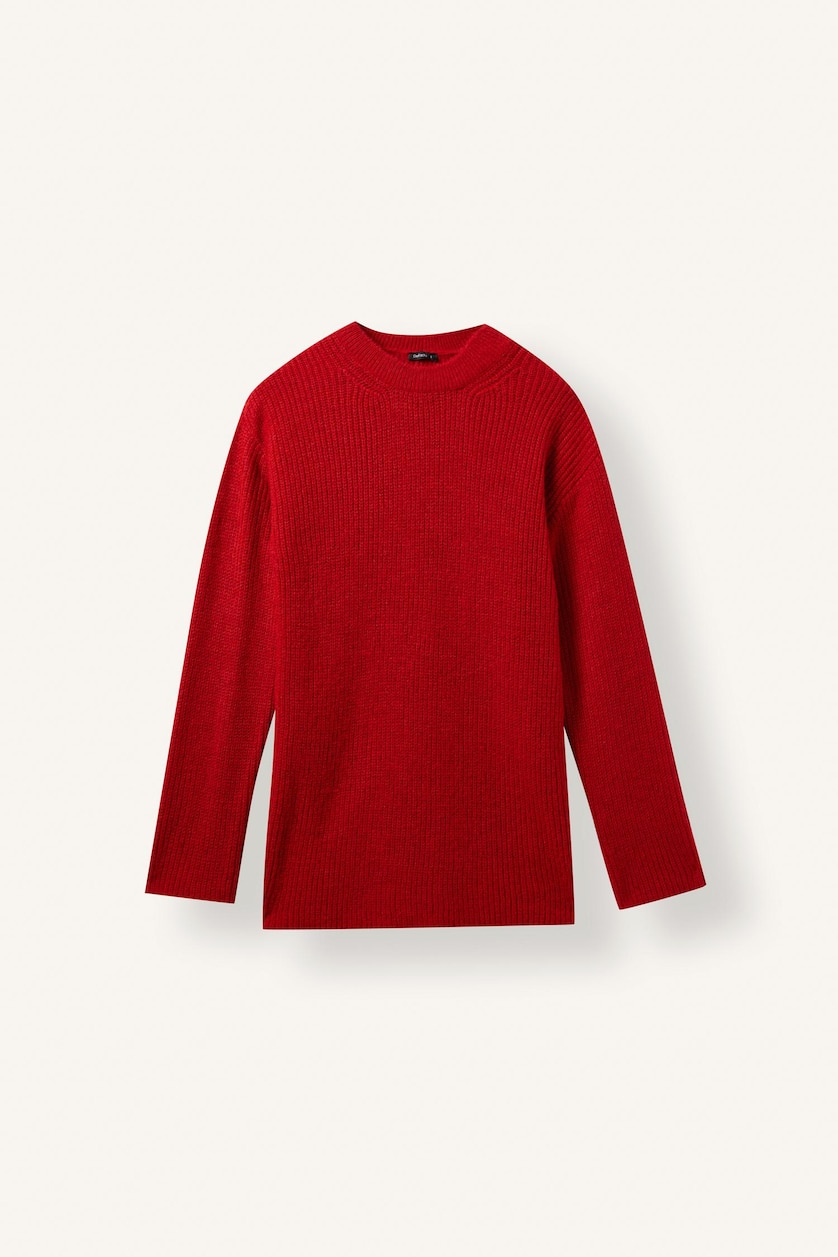 Kadın Kırmızı Fitilli Relaxed Fit Tunik
