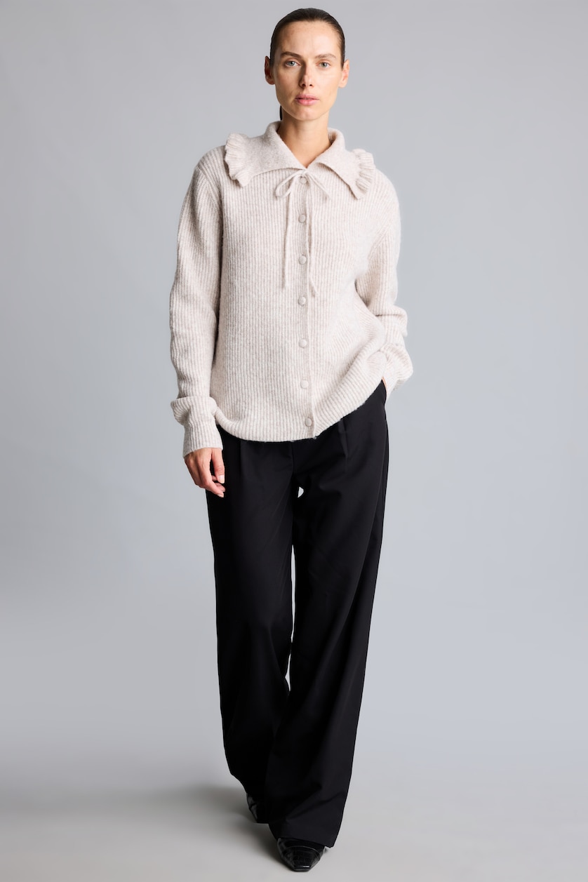 نساء بيج Relaxed Fit Wool Blend Knitted Tunic