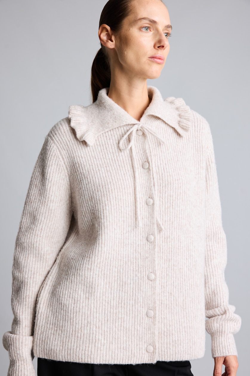 نساء بيج Relaxed Fit Wool Blend Knitted Tunic