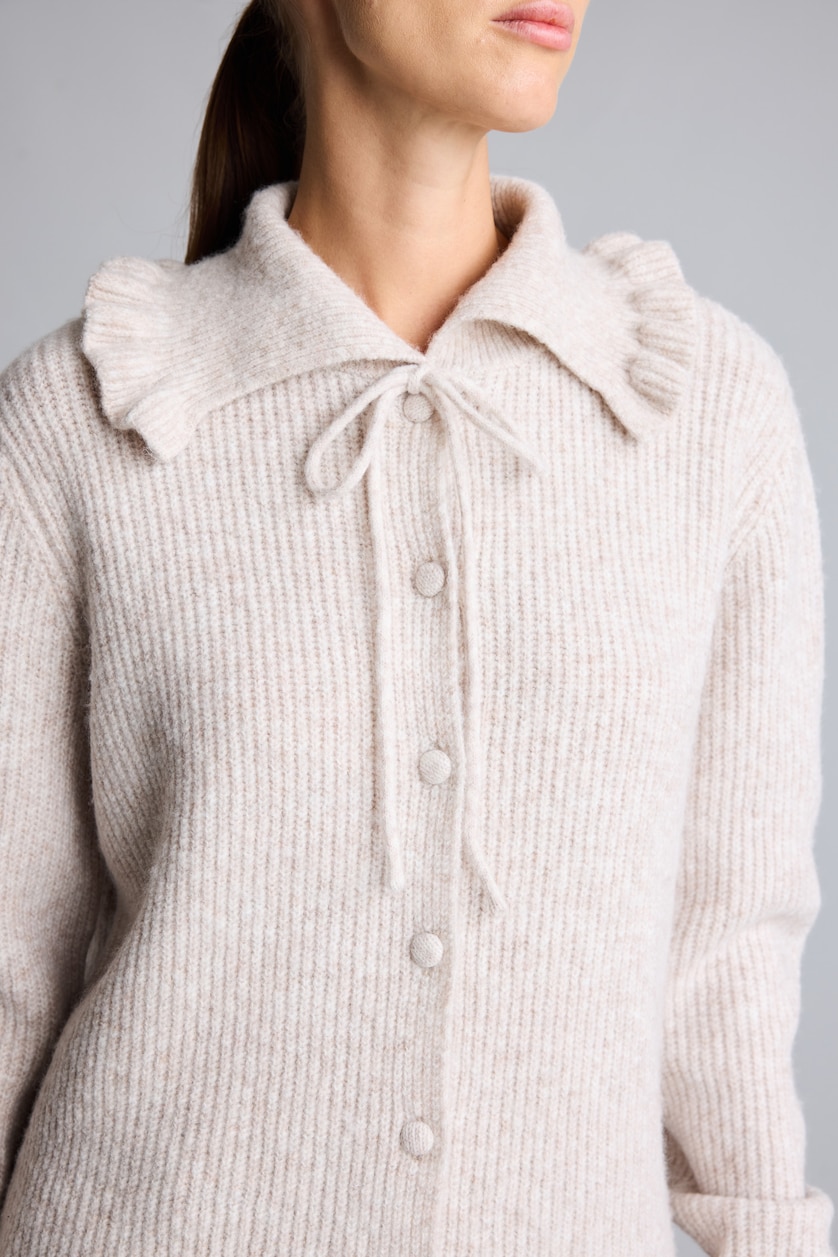 نساء بيج Relaxed Fit Wool Blend Knitted Tunic