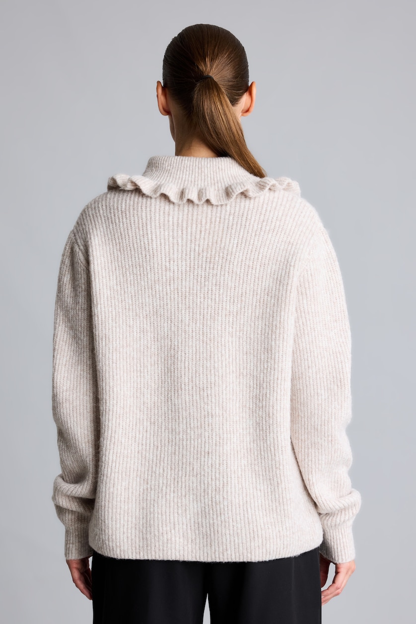 نساء بيج Relaxed Fit Wool Blend Knitted Tunic