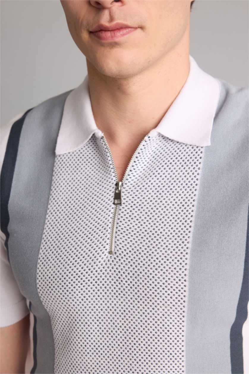رجالي بيج فاتح Standard Fit Short Sleeve Polo T-Shirt