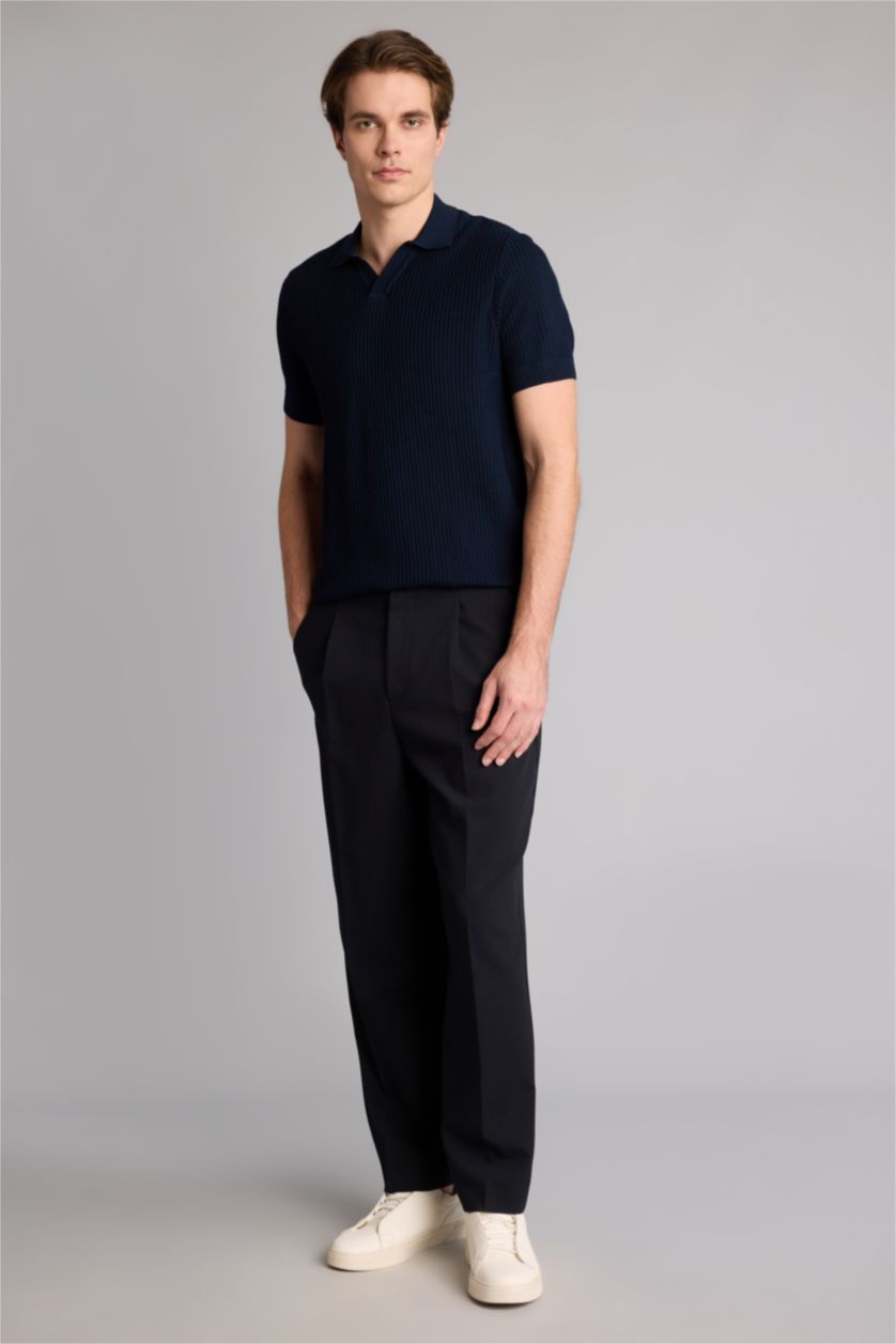 رجالي كحلي Standard Fit Short Sleeve Polo T-Shirt