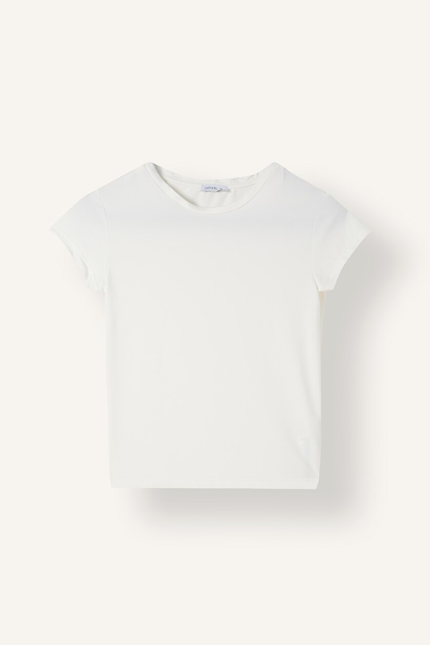 WOMAN White Fitted Crew Neck Short Sleeve T-Shirt