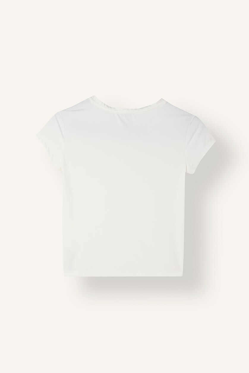 WOMAN White Fitted Crew Neck Short Sleeve T-Shirt