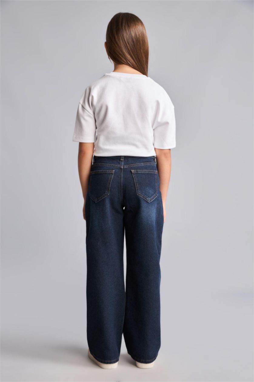 Kız Çocuk - Genç Kız Koyu Mavi Straight Fit Jean Pantolon Kız Çocuk