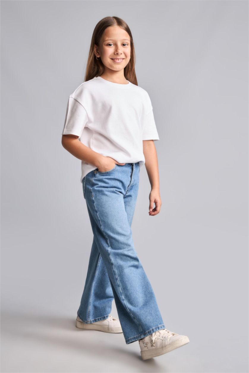 Kız Çocuk - Genç Kız Açık Mavi Straight Fit Jean Pantolon Kız Çocuk