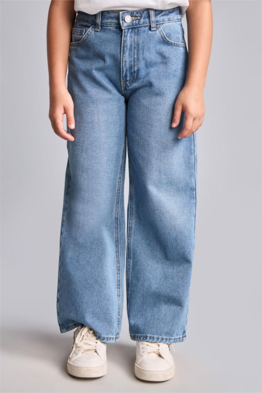 Kız Çocuk - Genç Kız Açık Mavi Straight Fit Jean Pantolon Kız Çocuk