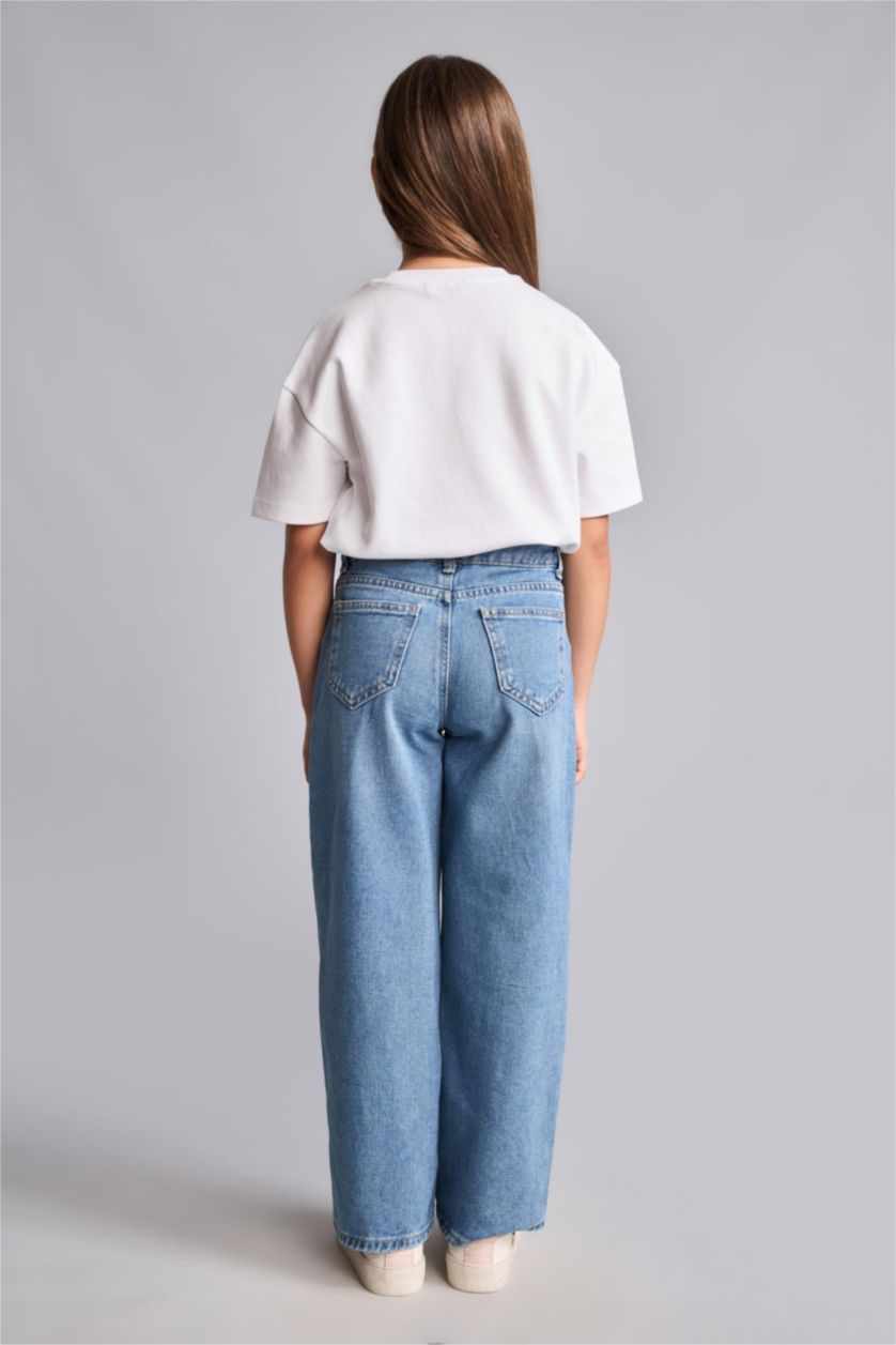 Kız Çocuk - Genç Kız Açık Mavi Straight Fit Jean Pantolon Kız Çocuk
