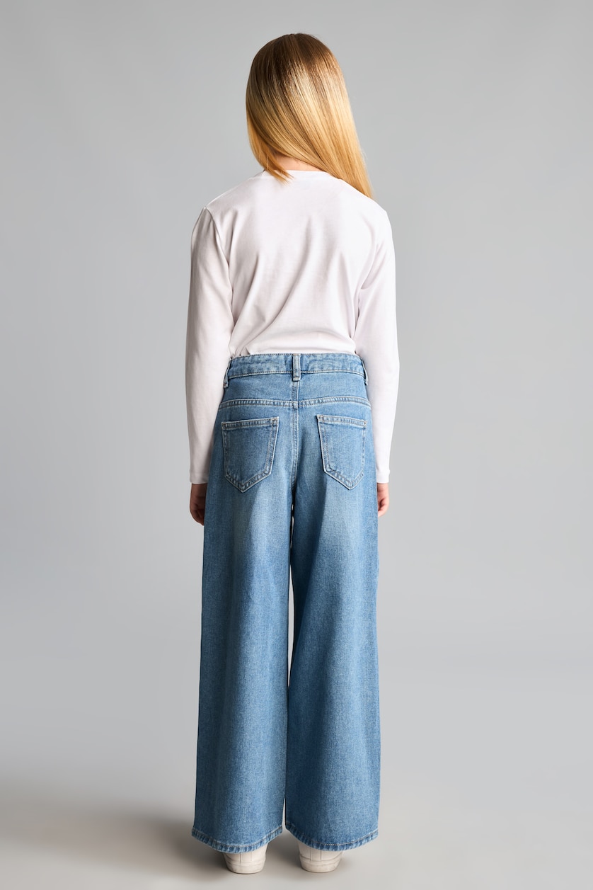 Kız Çocuk - Genç Kız Açık Mavi 90's Wide Leg Jean Pantolon Kız Çocuk