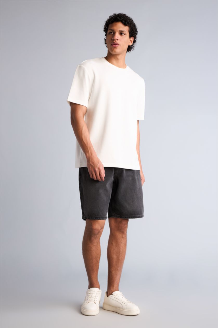 Erkek Antrasit Straight Fit Bermuda Şort