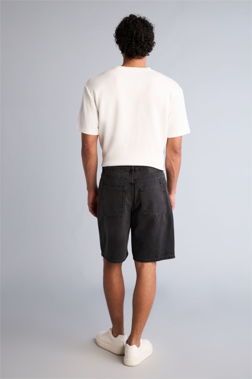 Erkek Antrasit Straight Fit Bermuda Şort