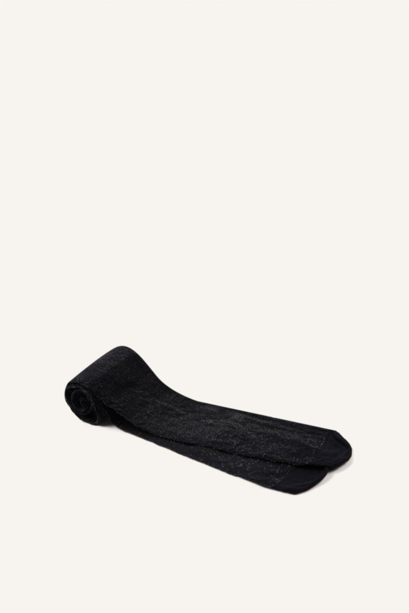 Kadın Siyah Kadın Simli Parıltılı Külotlu Çorap