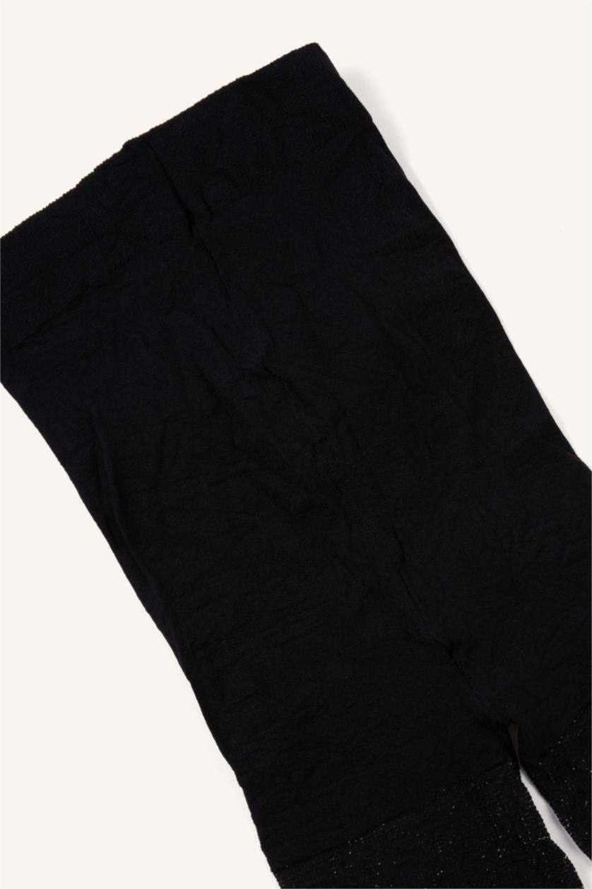 Kadın Siyah Kadın Simli Parıltılı Külotlu Çorap