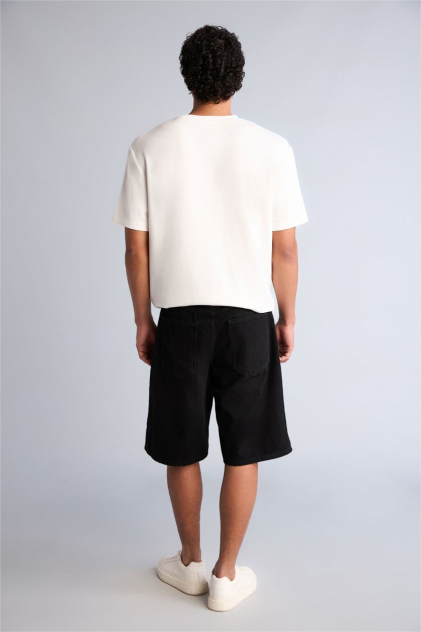 Erkek Siyah Baggy Bermuda Şort