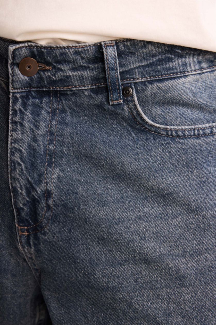 Erkek Koyu Mavi Baggy Fıt Bermuda