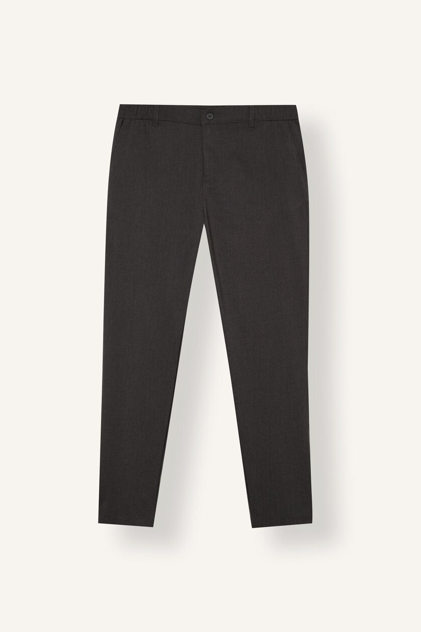 Men Anthracite Melange Tapered Fit Trousers