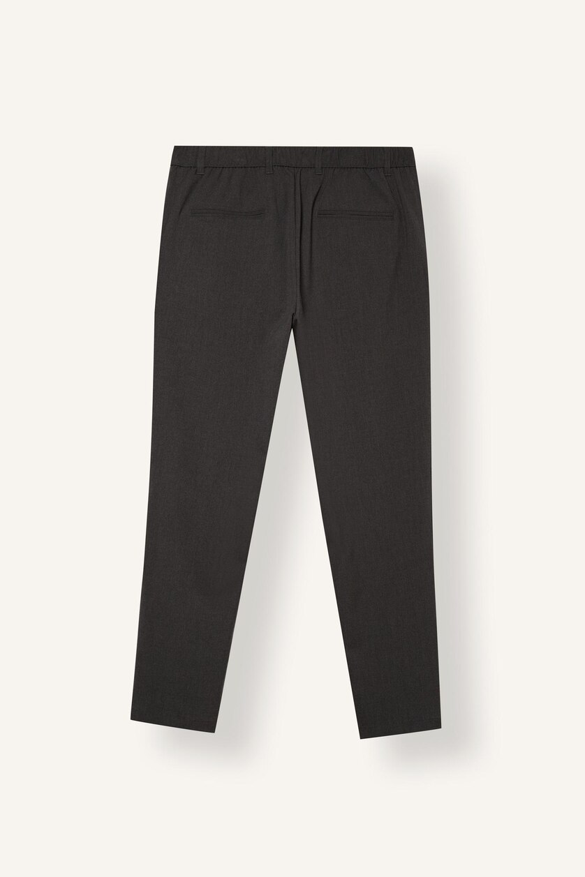 Men Anthracite Melange Tapered Fit Trousers