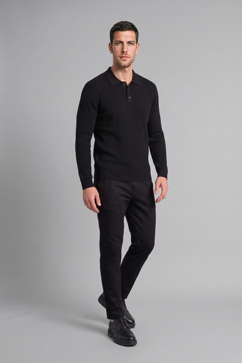 HOMME Noir Jean à taille normale et jambe fuselée Coupe tapered