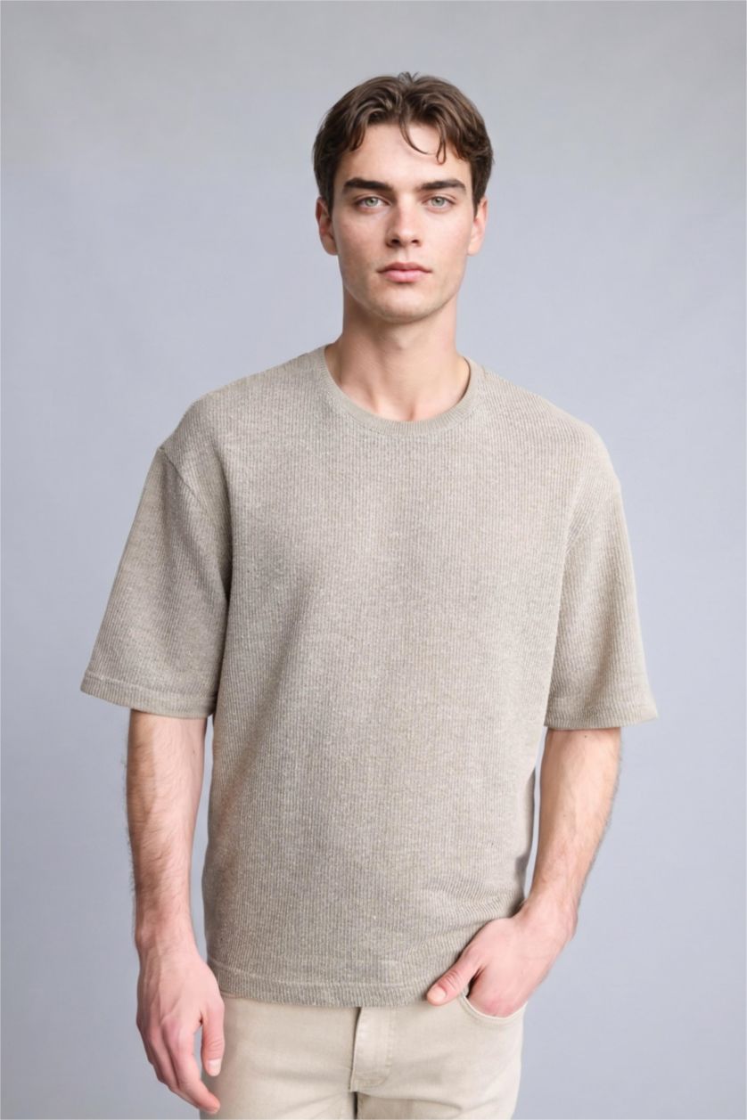 MAN Khaki Boxy Fit Short Sleeve T-Shirt