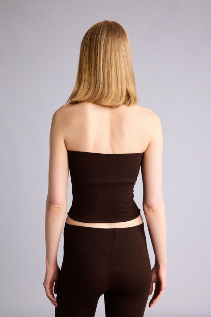 Kadın Kahve Fıtted Straplez Atlet