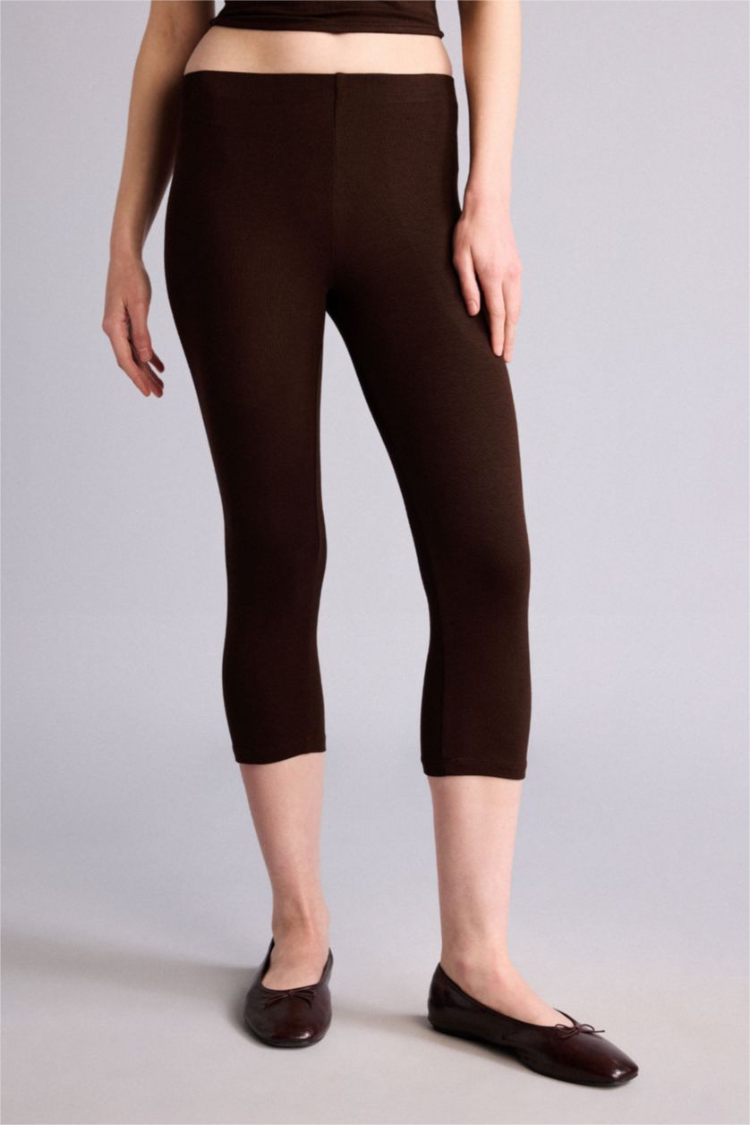 Kadın Kahve Diz Altı Tayt