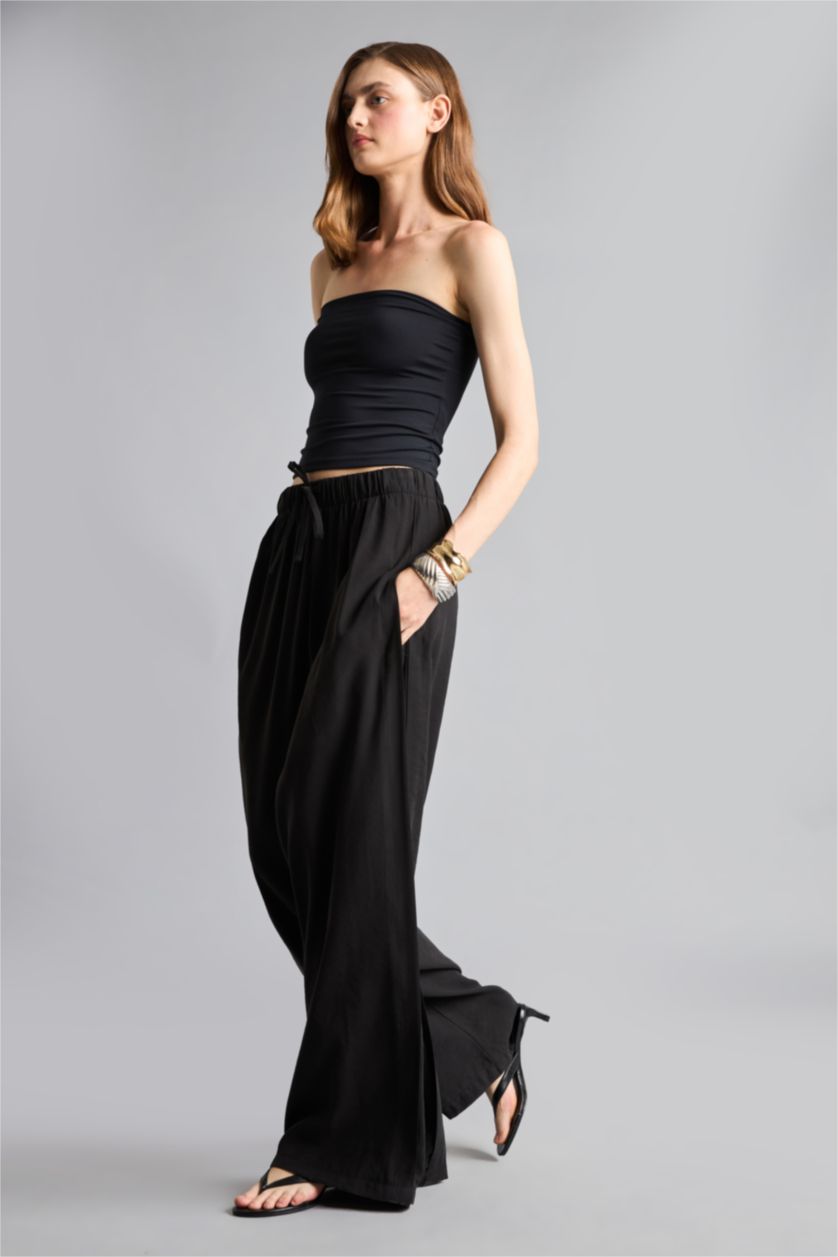 WOMAN Black High Waist Wide Leg Trousers