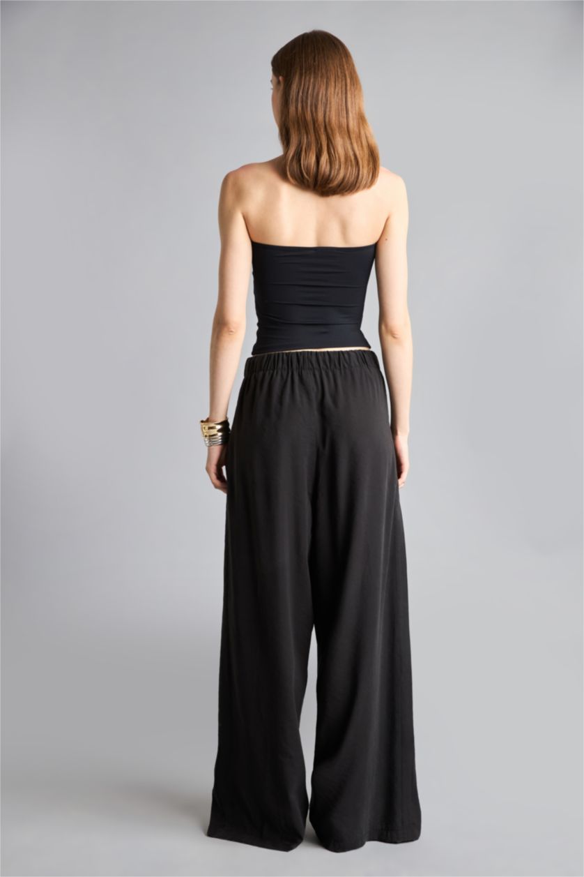WOMAN Black High Waist Wide Leg Trousers