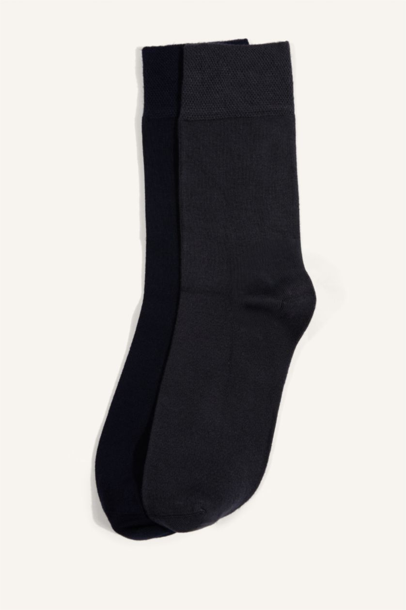 Erkek Gri Melanj Pamuklu 2'Li Çorap