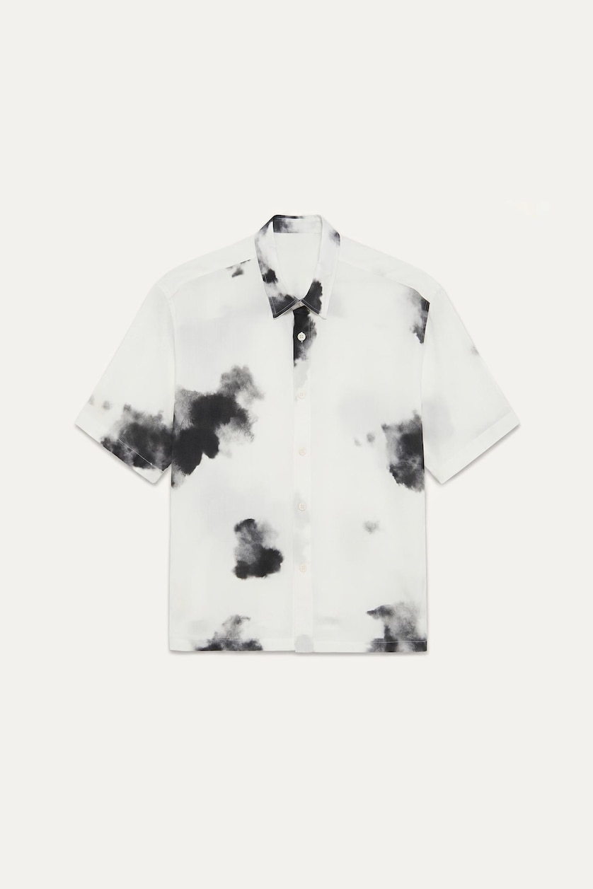 MAN Ecru Boxy Fit Viscose Short Sleeve Shirt