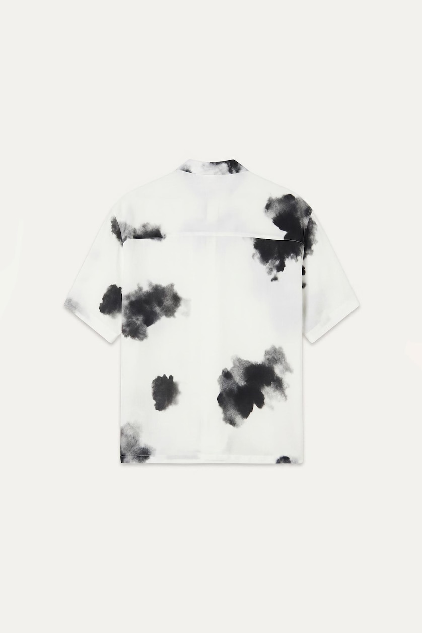 MAN Ecru Boxy Fit Viscose Short Sleeve Shirt