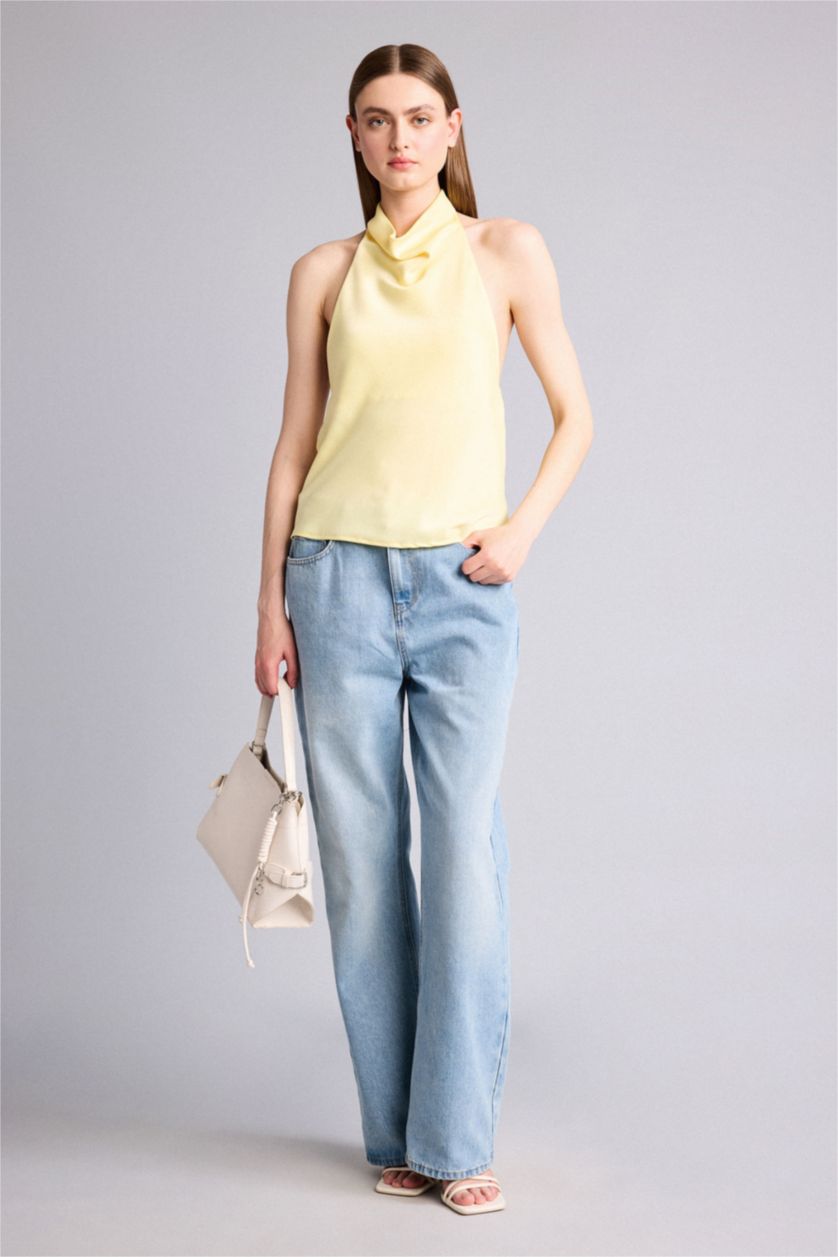 Women Light Yellow Regular Fit Satin