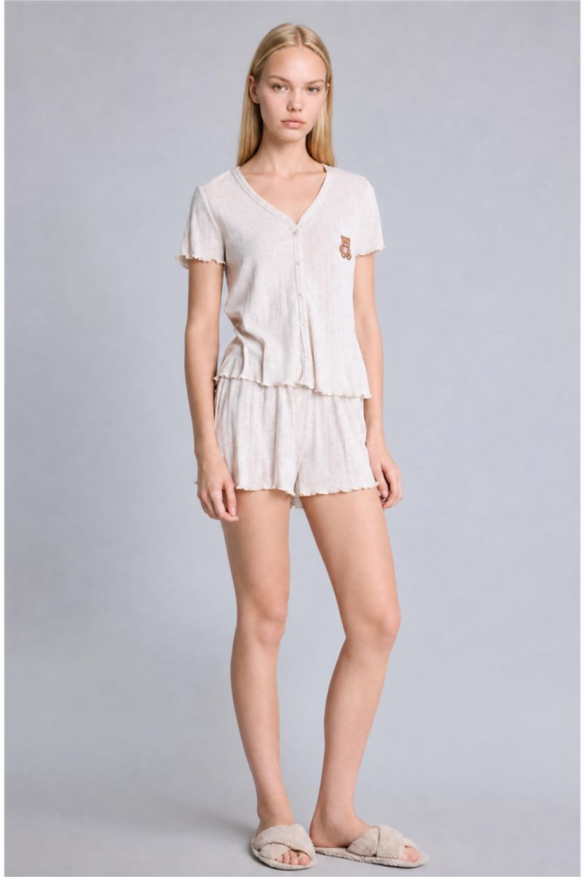 Women Beige Melange 2 piece Set