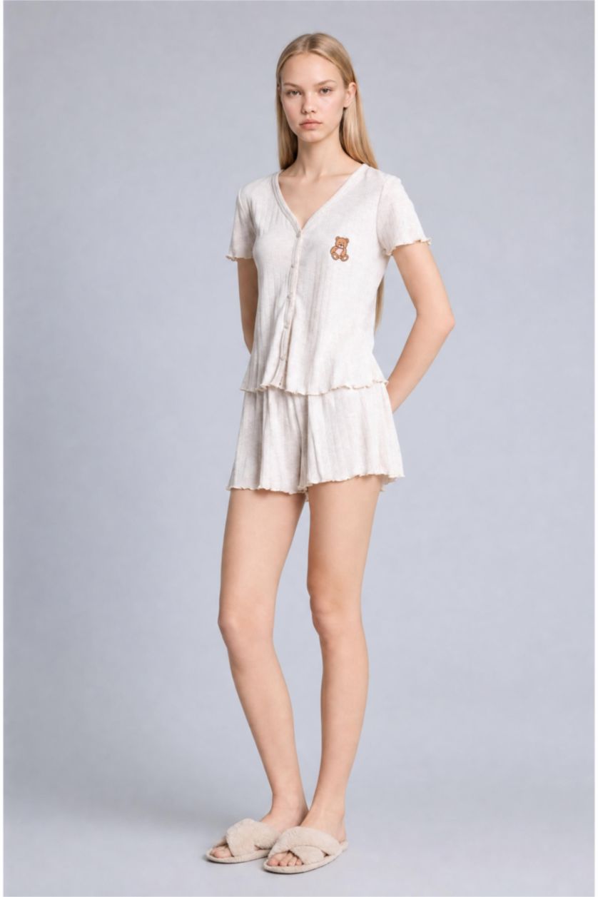 Women Beige Melange 2 piece Set