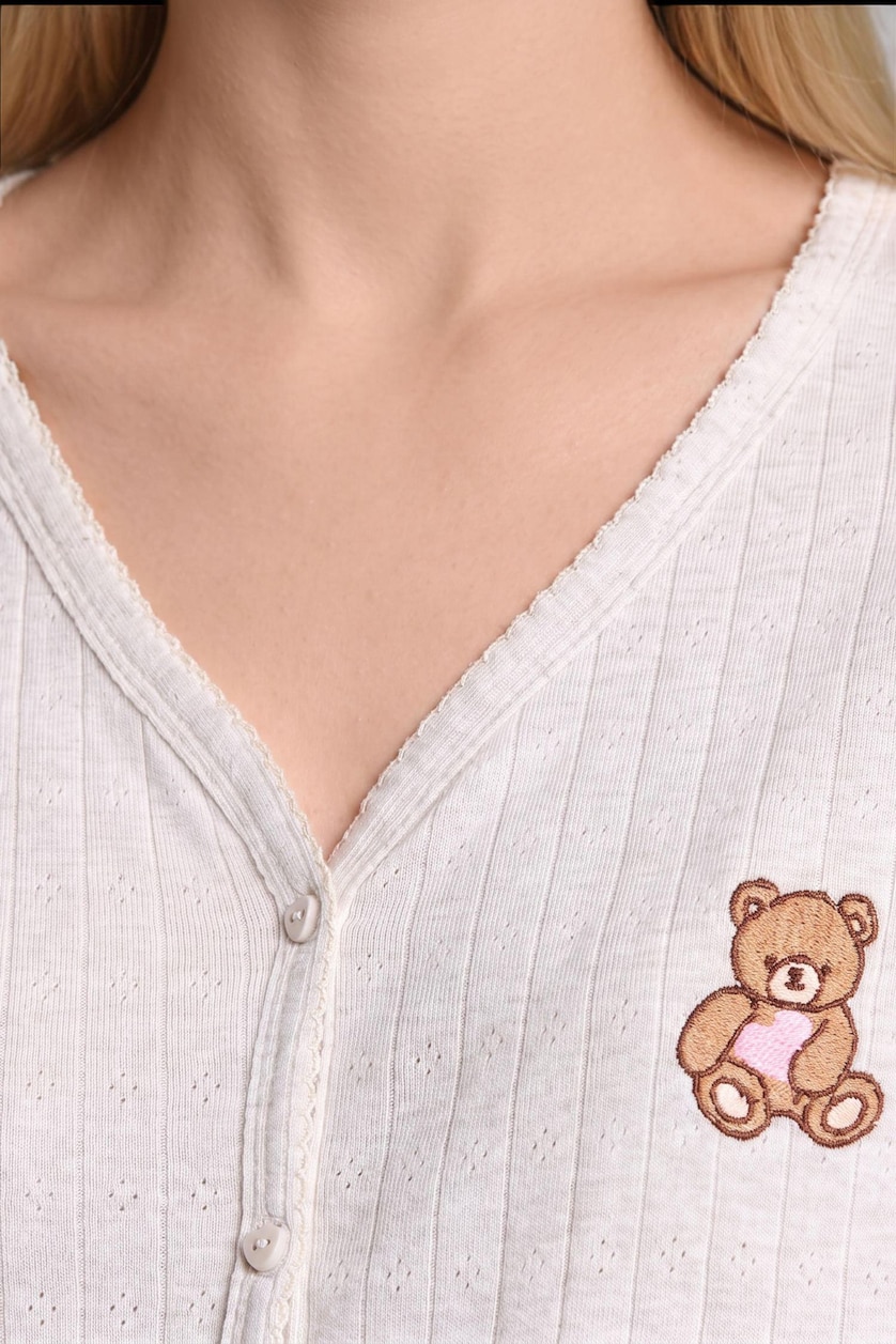 Kadın Bej Melanj Regular Fit Pijama Takımı