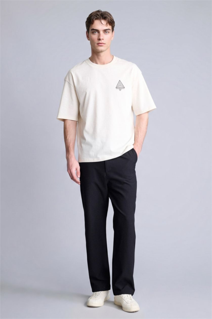 Man Ecru Boxy Fit Short Sleeve T-Shirt