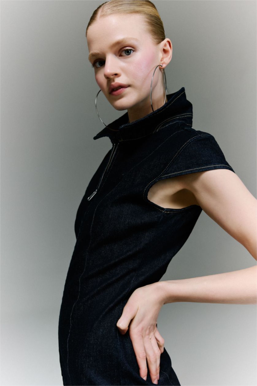 Kadın Mavi Siyah Elbise