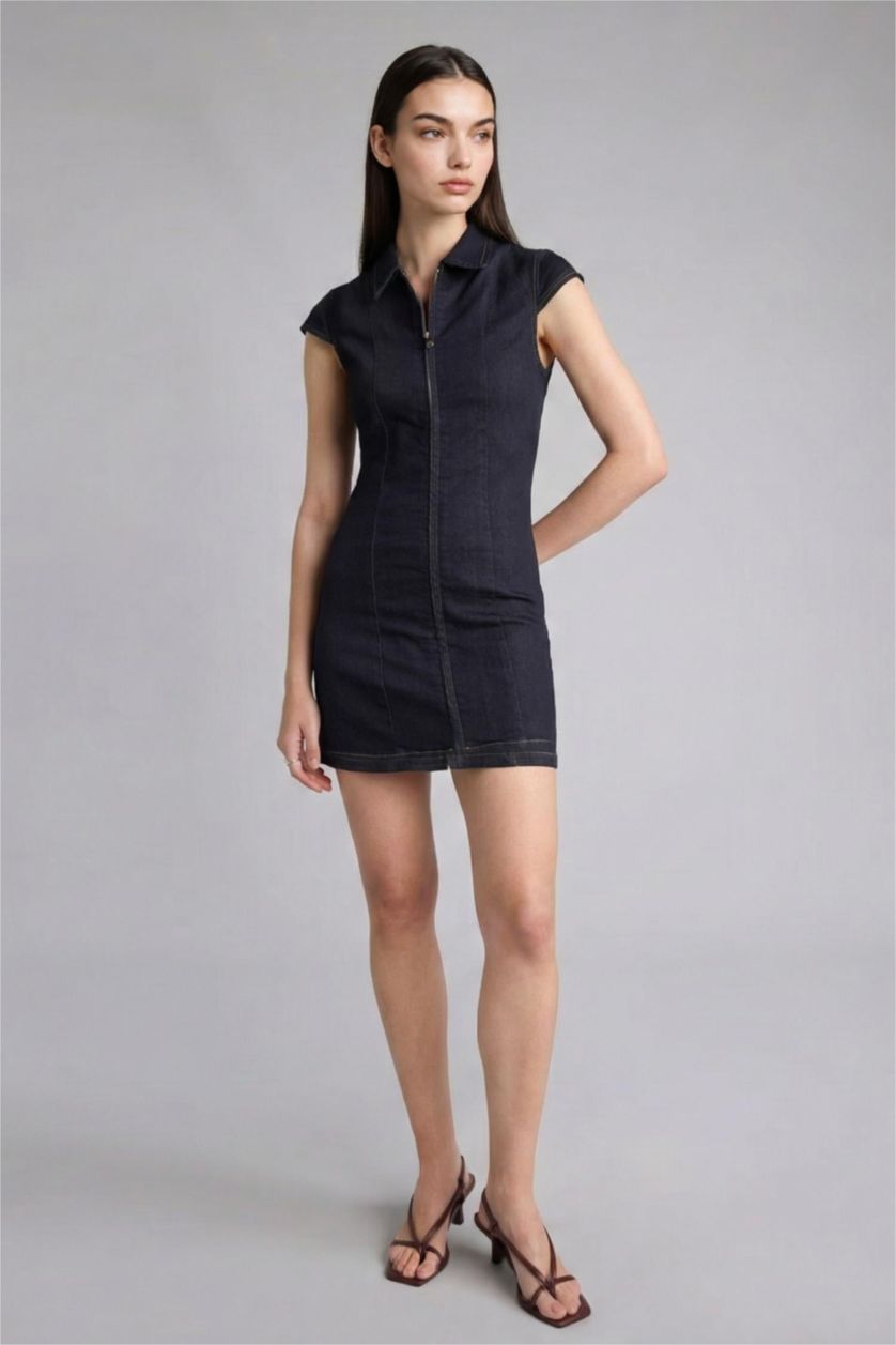 Kadın Mavi Siyah Elbise