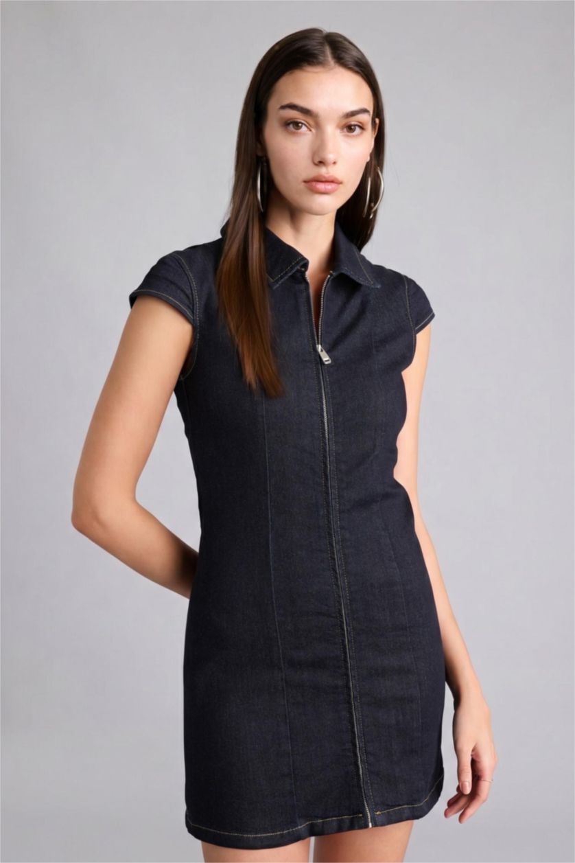 Kadın Mavi Siyah Elbise